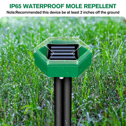 Solar Ultrasonic Mole Repeller with Waterproof Housing and 465 sq ft Coverage, 4-Pack