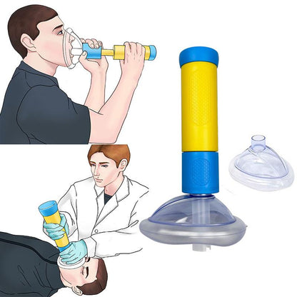 Airway Obstruction Removal Tool with Spring Loaded Plunger and Airtight Mask Seal