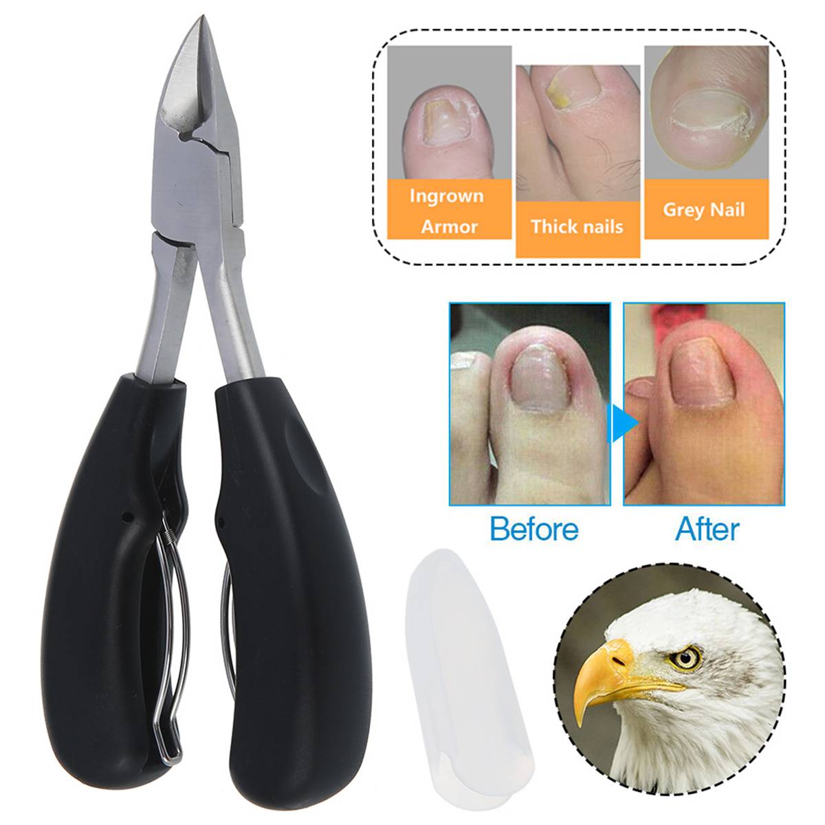 Heavy Duty Nail Clippers with Carbon Steel Blade and Built-In File, 2-Piece Set
