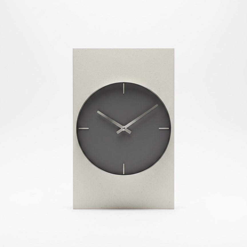 Gray Circular Contrast Desk Clock