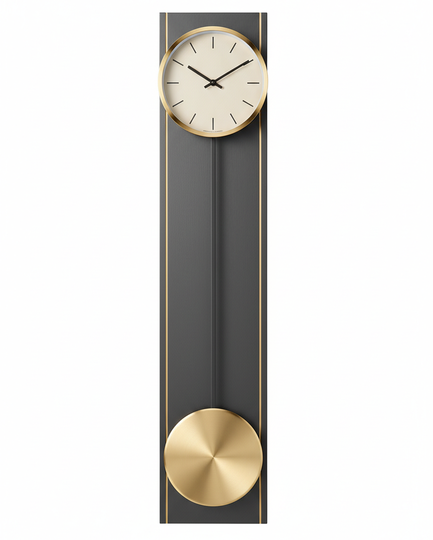 Gray Elongated Rhythm Pendulum Clock