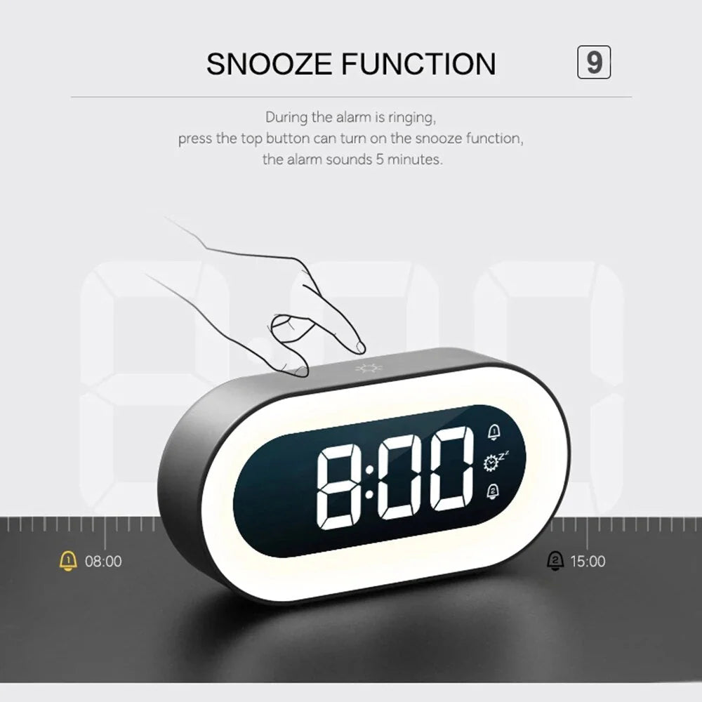 Wake Light Alarm Clock with USB-C Charging and Dimmable Night Light, Large LED Display