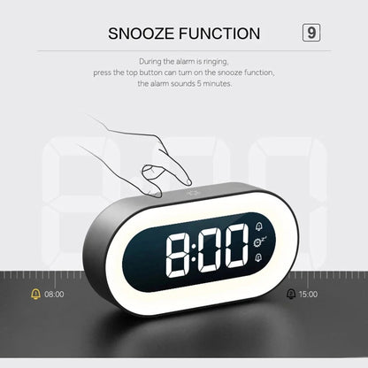 Wake Light Alarm Clock with USB-C Charging and Dimmable Night Light, Large LED Display