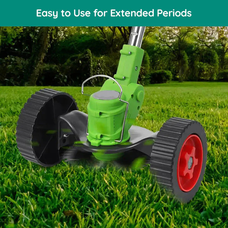Cordless Grass Trimmer with Adjustable Telescopic Handle and Multi-Angle Cutting Head, Three Interchangeable Blades