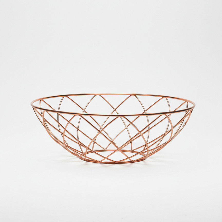 Red Sculptural Wire Fruit Vessel