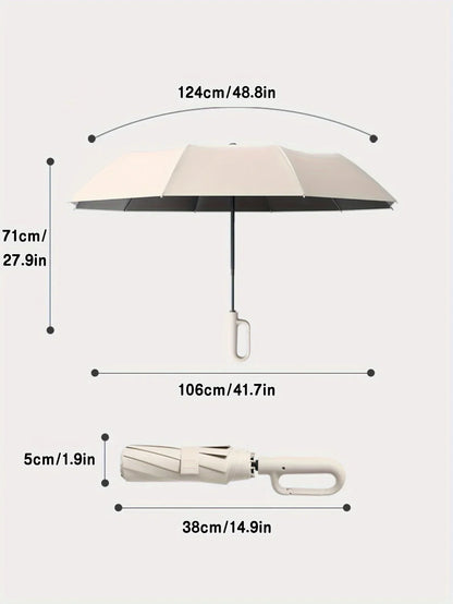 Automatic Compact Umbrella with Waterproof Canopy and Reinforced Frame, UV Protection
