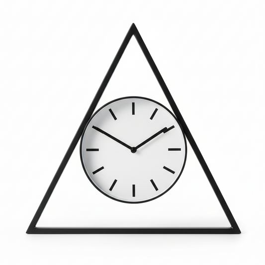 Triangular Black and White Modern Shelf Clock