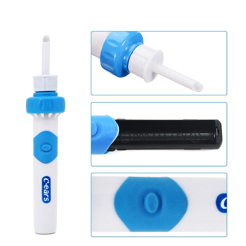 Ear Cleaner with Vibration Suction and Soft Silicone Tips, Compact Travel Size