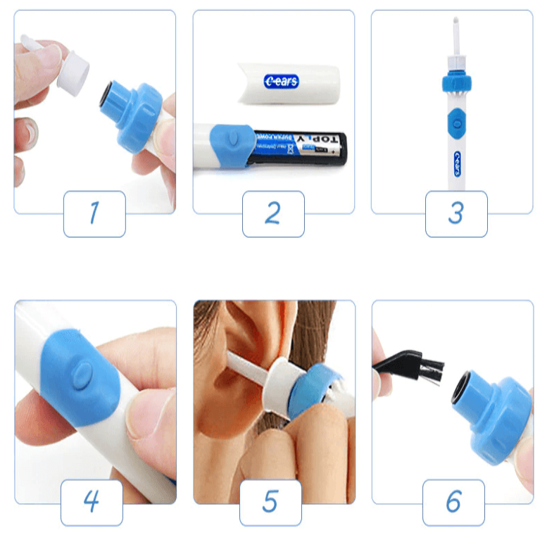 Ear Cleaner with Vibration Suction and Soft Silicone Tips, Compact Travel Size