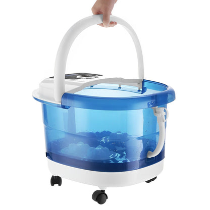 Heated Foot Spa Massager with Motorized Rollers and Bubble Massage, Adjustable Timer