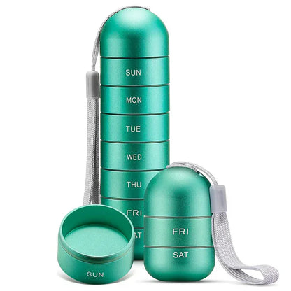 Aluminum Pill Organizer with Waterproof Silicone Gaskets and Modular Design for Travel