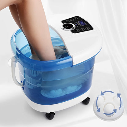 Heated Foot Spa Massager with Motorized Rollers and Bubble Massage, Adjustable Timer
