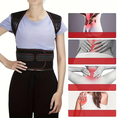 Magnetic Lower Back Support Brace with 108 Magnets and Infrared Heating, Detachable Neck Piece
