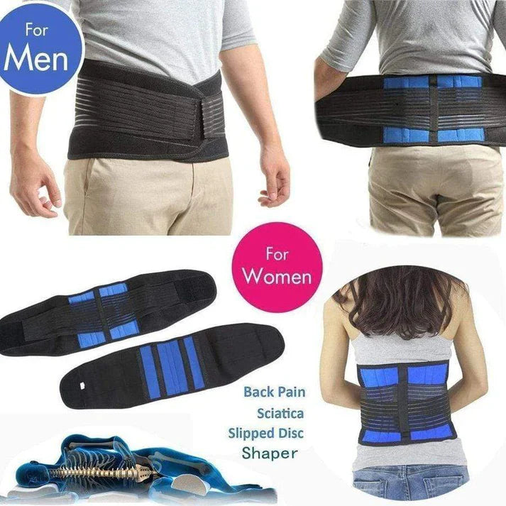 Adjustable Lumbar Support Brace with Dual Compression Straps and Reinforced Rear Panel