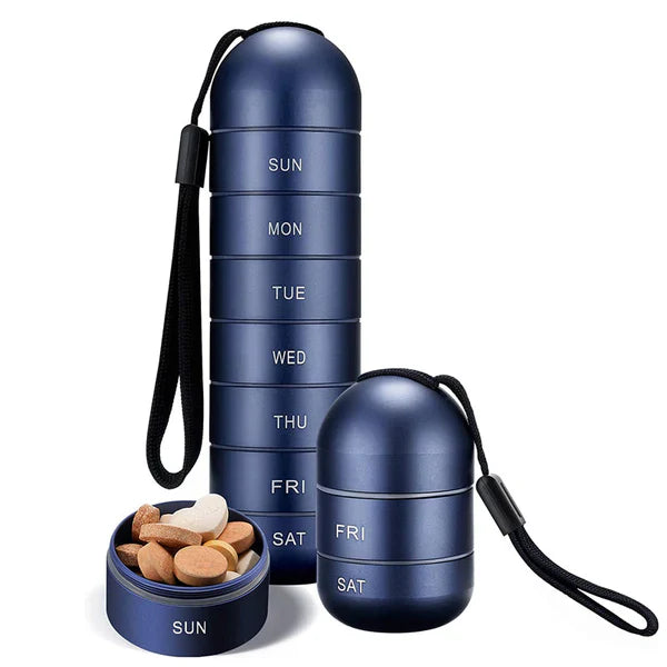 Aluminum Pill Organizer with Waterproof Silicone Gaskets and Modular Design for Travel