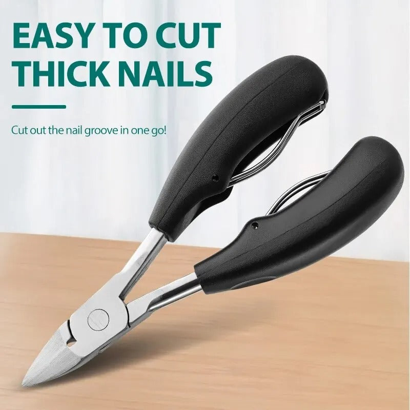 Heavy Duty Nail Clippers with Carbon Steel Blade and Built-In File, 2-Piece Set