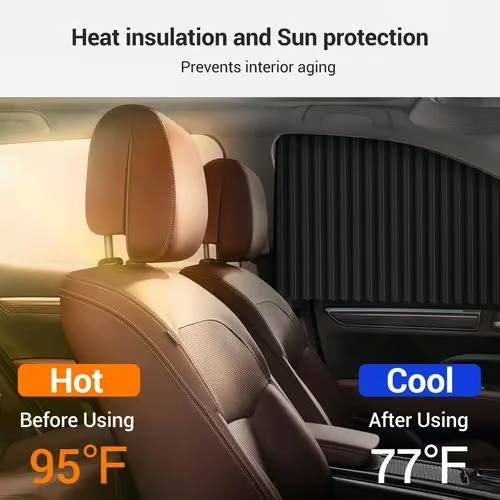 Magnetic Car Window Shades with UV Protection and Sliding Track System