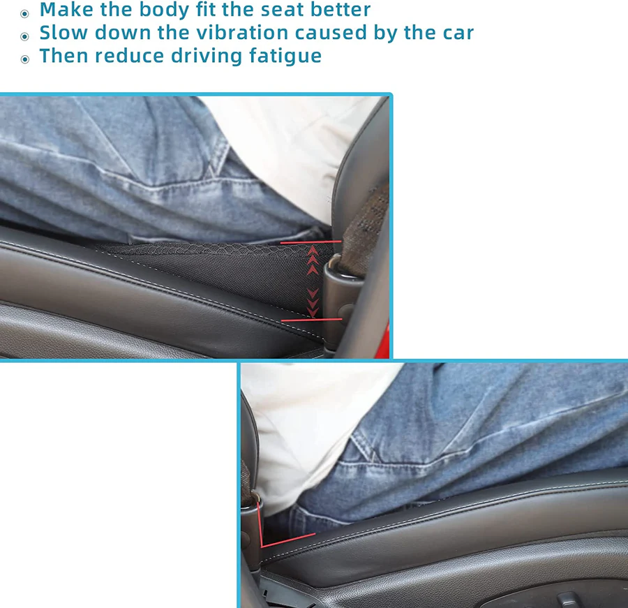 Car Seat Cushion with 3.5-Inch Height Boost and Contoured Memory Foam, Removable Cover