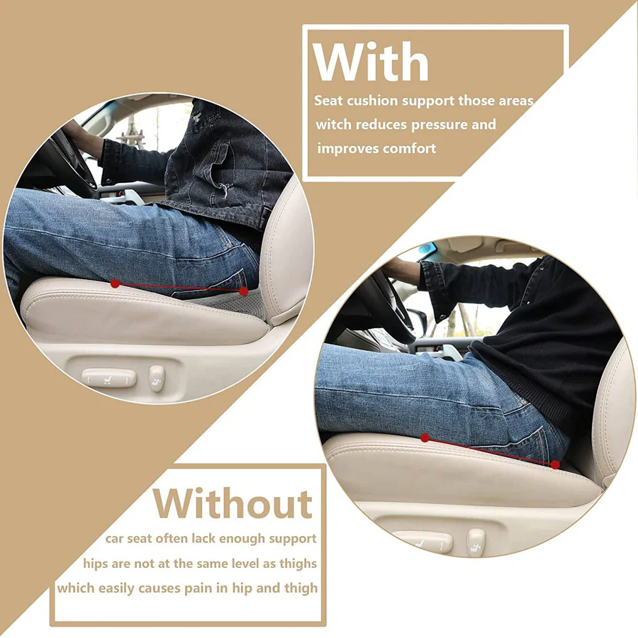 Car Seat Cushion with 3.5-Inch Height Boost and Contoured Memory Foam, Removable Cover