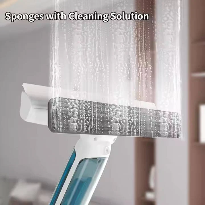 Telescopic Window Cleaner with Integrated Spray and Microfiber Pad, 51-Inch Reach