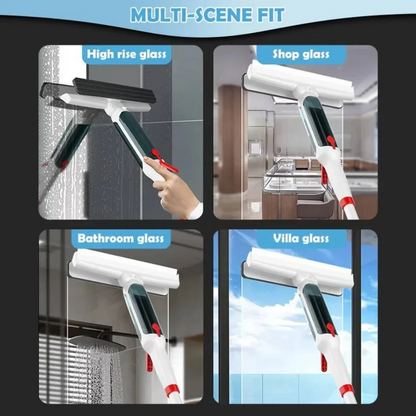 Telescopic Window Cleaner with Integrated Spray and Microfiber Pad, 51-Inch Reach