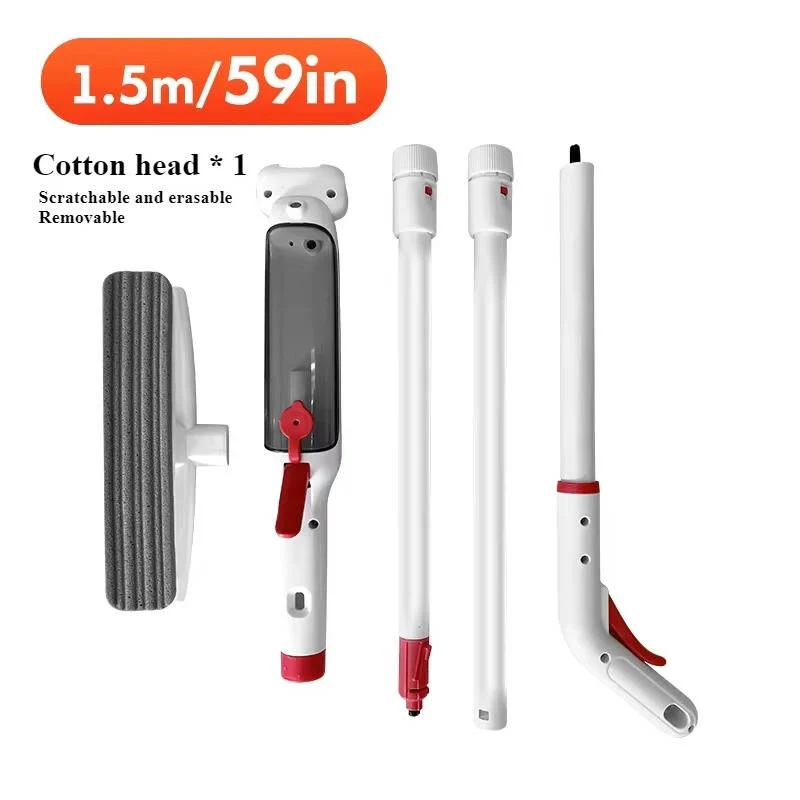 Telescopic Window Cleaner with Integrated Spray and Microfiber Pad, 51-Inch Reach