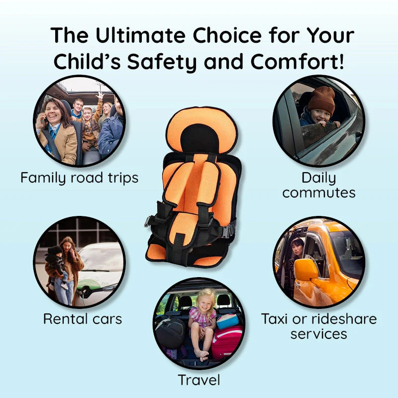 Car Seat Cushion with Adjustable Five-Point Harness and Breathable Mesh, Non-Slip Base
