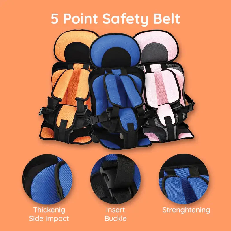 Car Seat Cushion with Adjustable Five-Point Harness and Breathable Mesh, Non-Slip Base