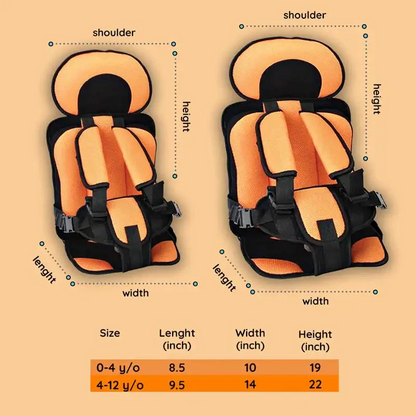 Child Car Seat Cushion with Adjustable Harness and Breathable Mesh, Non-Slip Base