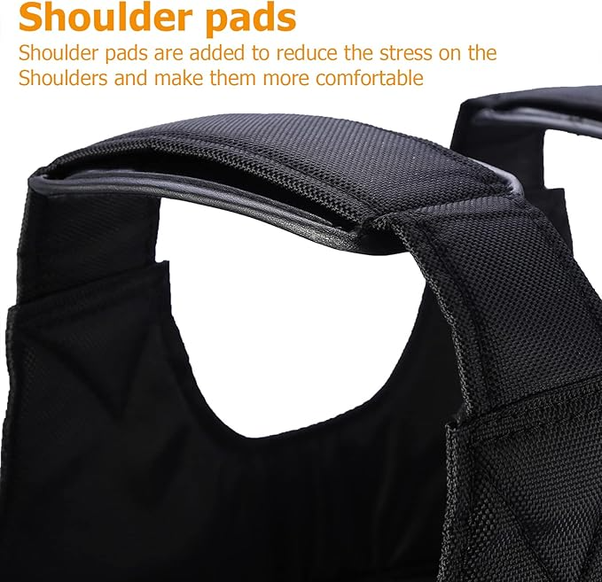 Adjustable Weighted Vest with Removable Pouches and Ergonomic Fit, Up to 110 Lb Capacity
