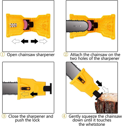 Chainsaw Sharpener with Press Sharpening and Guided Alignment for 14-20in Two-Hole Bars