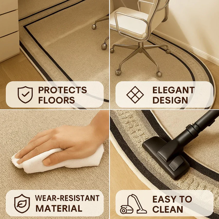 Chair Floor Mat with Low-Pile Surface and Non-Slip Backing for Hardwood Floors