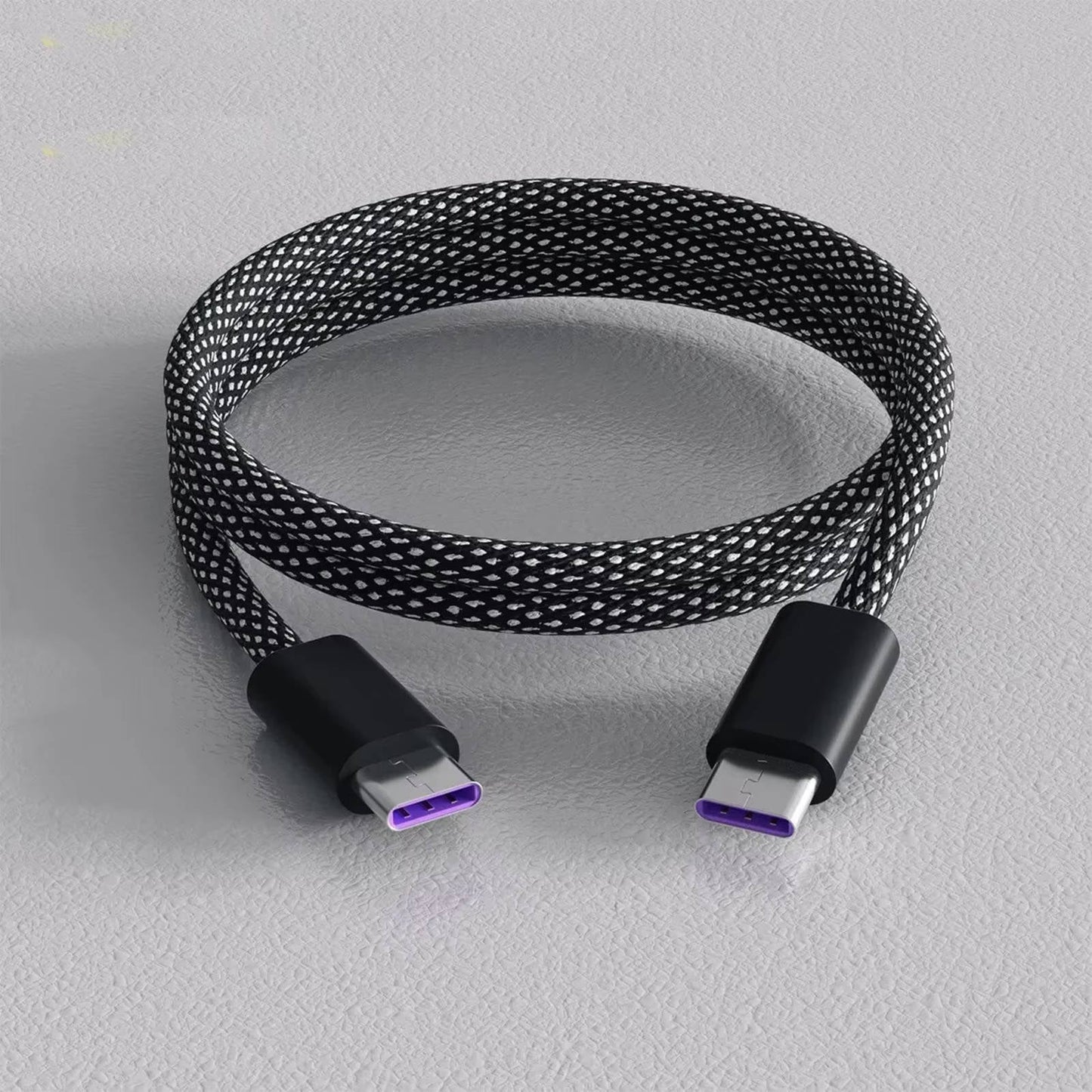 Automatic Magnetic Coiling Charging Cable with Braided Protection and Dual Connector