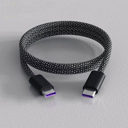 Automatic Magnetic Coiling Charging Cable with Braided Protection and Dual Connector