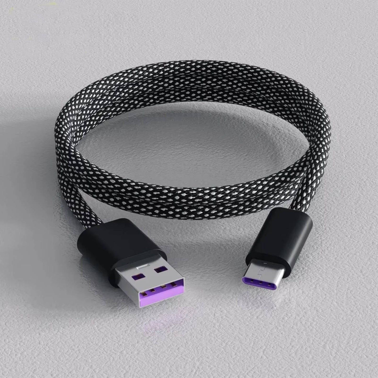 Automatic Magnetic Coiling Charging Cable with Braided Protection and Dual Connector