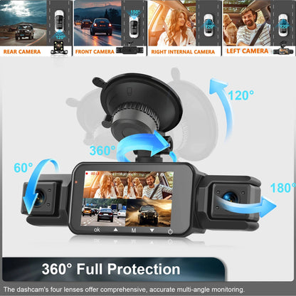 4 Channel Dash Cam with Night Vision and WiFi Mobile App, Front 1080p Side/Rear 720p