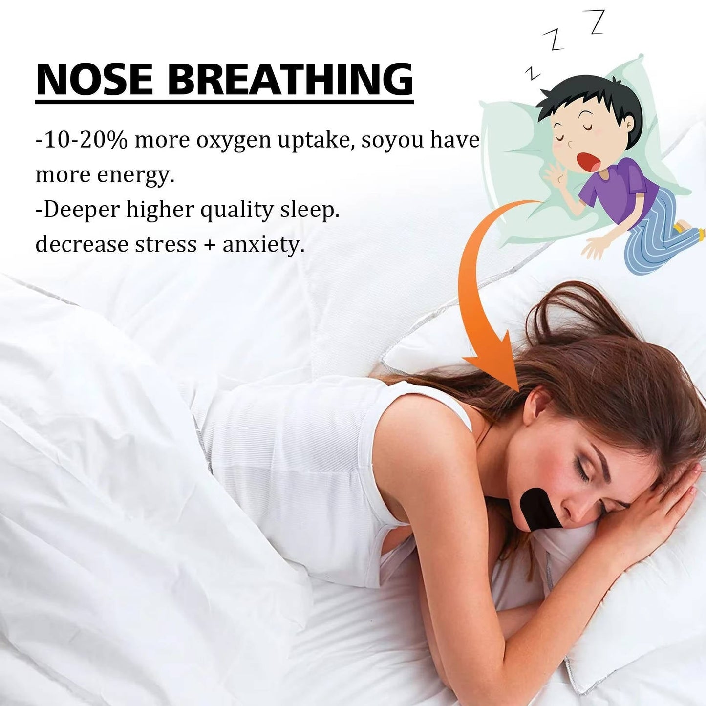 Nasal Breathing Strips with Bamboo Charcoal Fiber and Hypoallergenic Adhesive