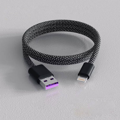 Automatic Magnetic Coiling Charging Cable with Braided Protection and Dual Connector