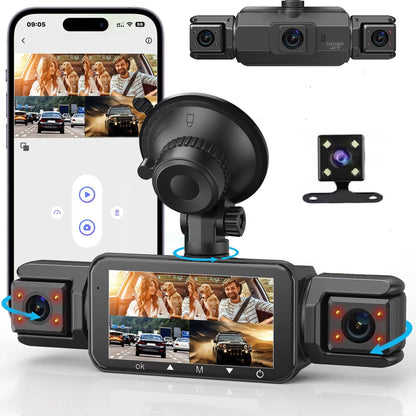 4 Channel Dash Cam with Night Vision and WiFi Mobile App, Front 1080p Side/Rear 720p