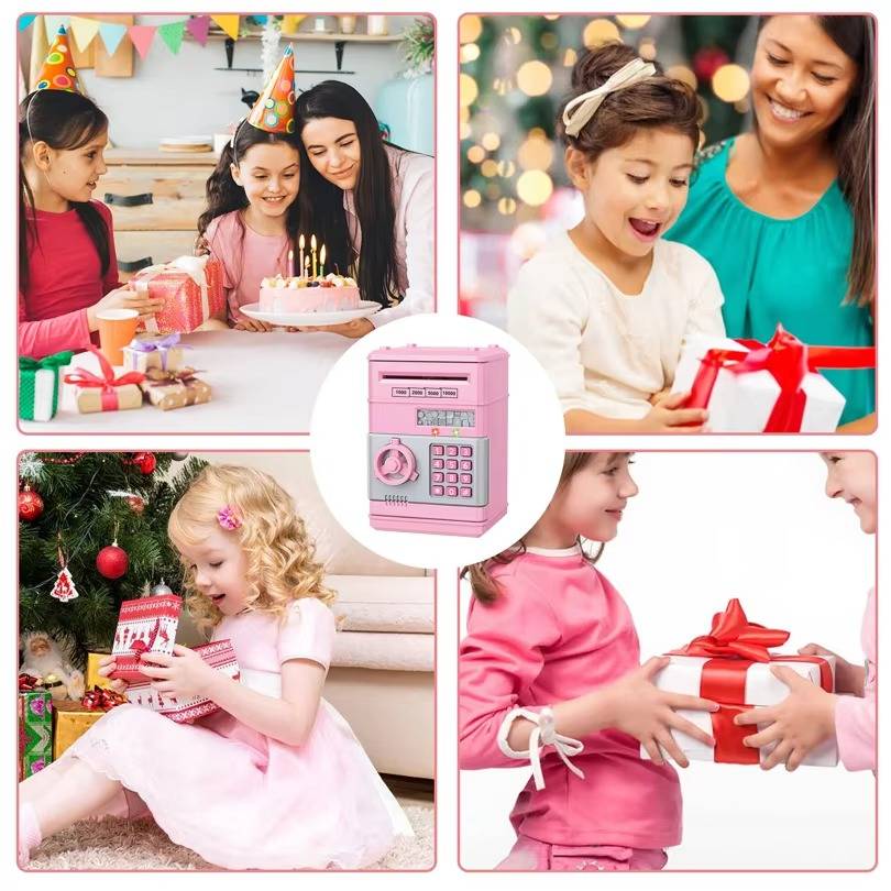 Electronic ATM Piggy Bank with Automatic Bill Detection and LED Display, Dual Lock Password