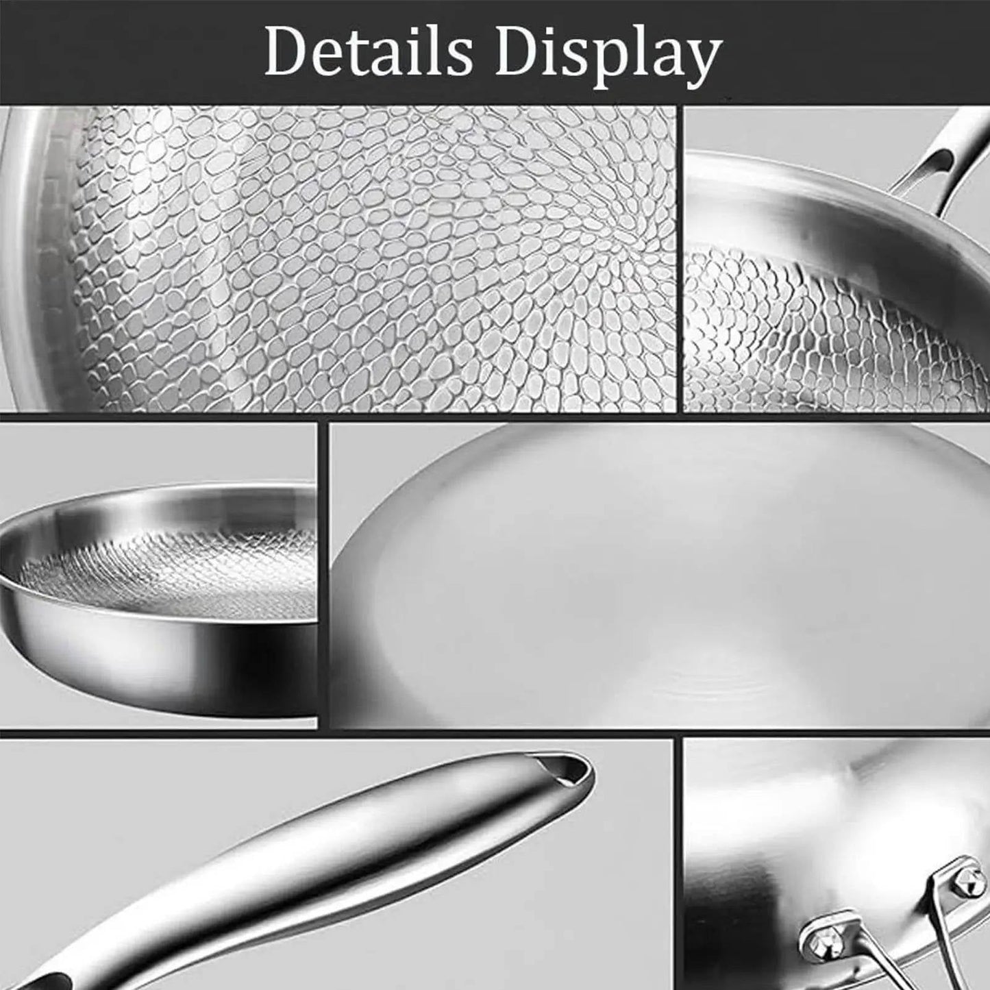 Titanium Steel Skillet with Fish Scale Texture and Thick Bottom, Multi-Stove Compatible