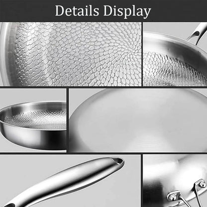 Titanium Steel Skillet with Fish Scale Texture and Thick Bottom, Multi-Stove Compatible