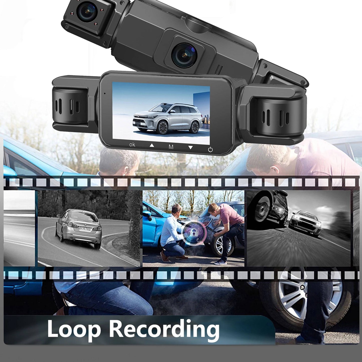4 Channel Dash Cam with Night Vision and WiFi Mobile App, Front 1080p Side/Rear 720p