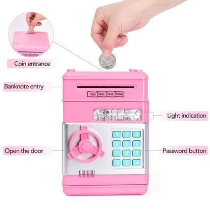 Electronic ATM Piggy Bank with Automatic Bill Detection and LED Display, Dual Lock Password