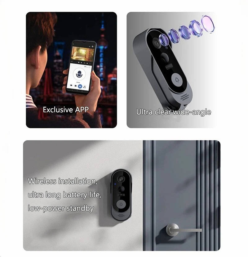 Wireless Video Doorbell with Motion Detection and Night Vision, Local Storage