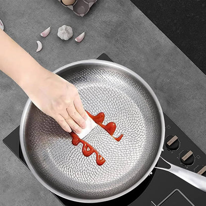 Titanium Steel Skillet with Fish Scale Texture and Thick Bottom, Multi-Stove Compatible