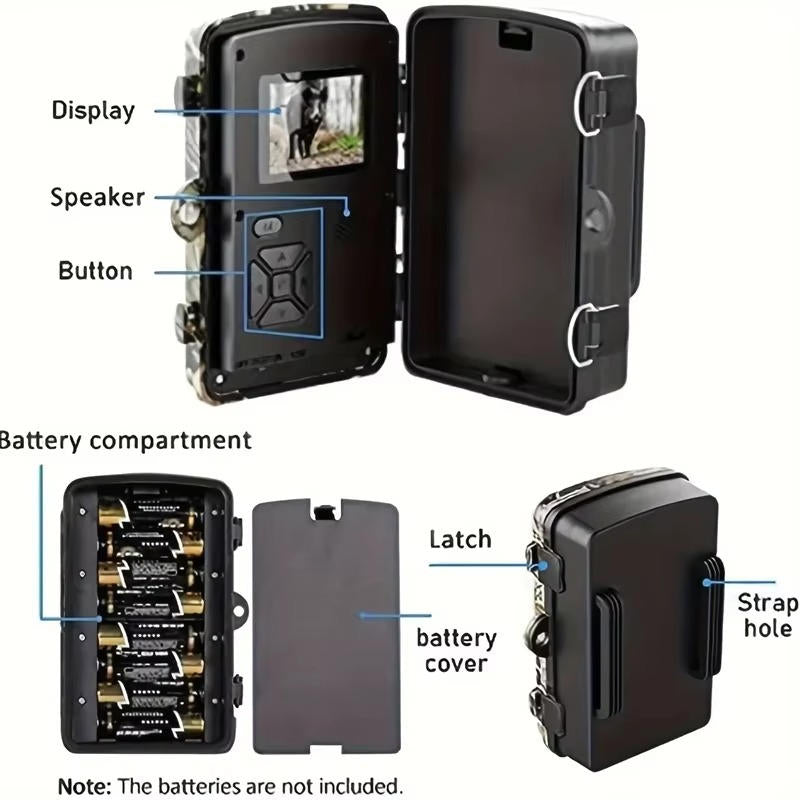 Wildlife Camera with 16MP Photos and Infrared Night Vision, 1080P Video