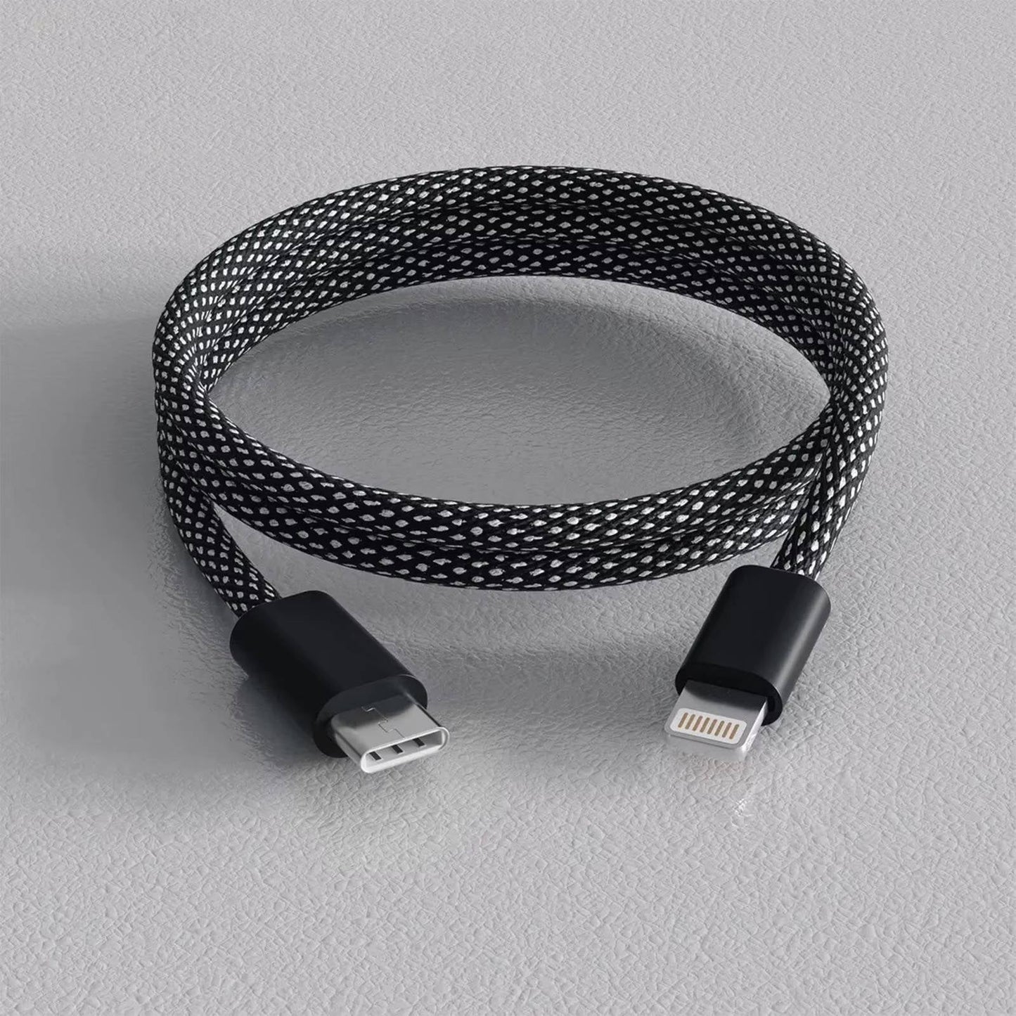 Automatic Magnetic Coiling Charging Cable with Braided Protection and Dual Connector