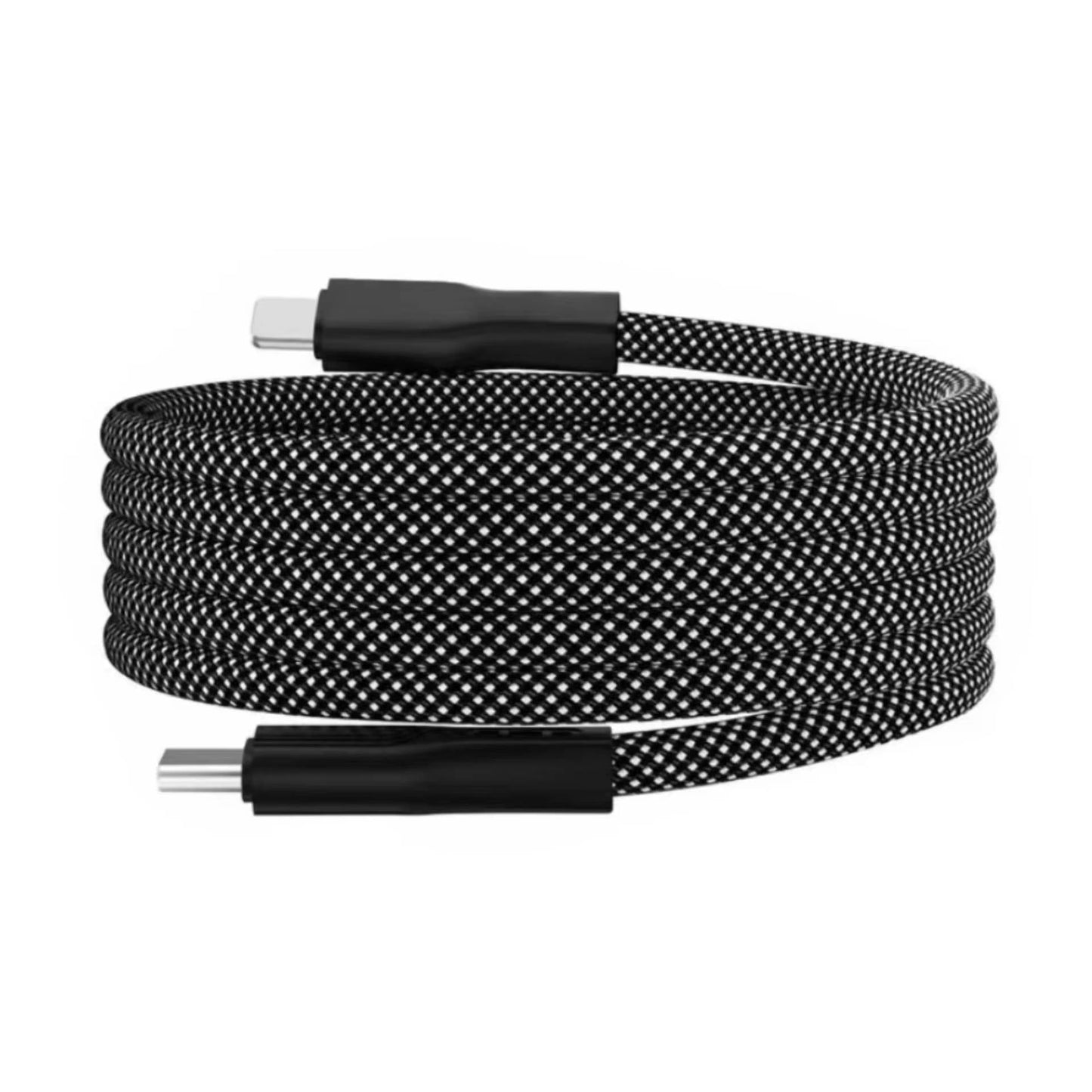 Automatic Magnetic Coiling Charging Cable with Braided Protection and Dual Connector