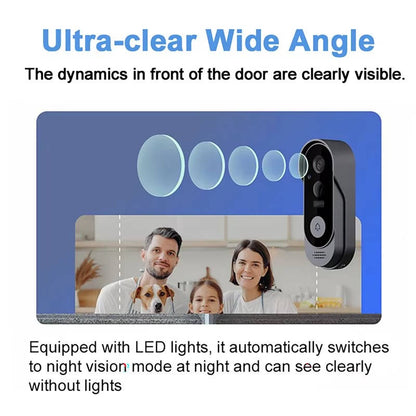 Wireless Video Doorbell with Motion Detection and Night Vision, Local Storage